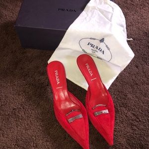 Prada Red Suede Heels